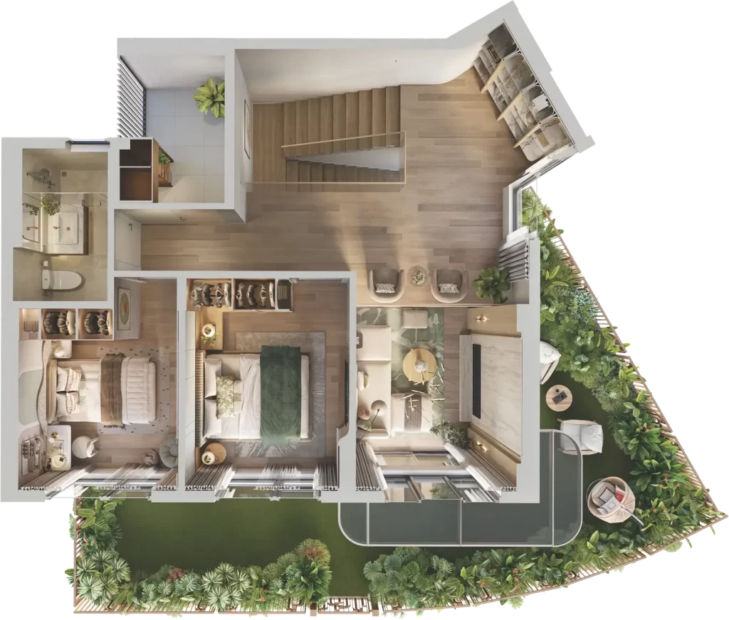 Mặt bằng Duplex sân vườn D1.1C tầng 2 dự án Norton Park