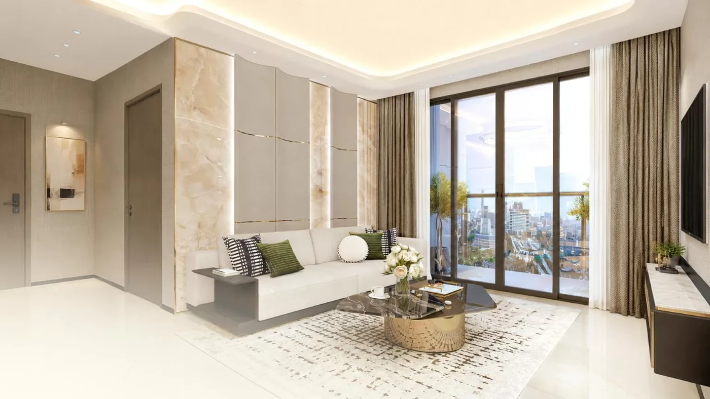 Phối cảnh phòng khách với cửa kính trong bài có nên mua Gladia Heights Phối cảnh phòng khách với cửa kính trong bài có nên mua Gladia Heights