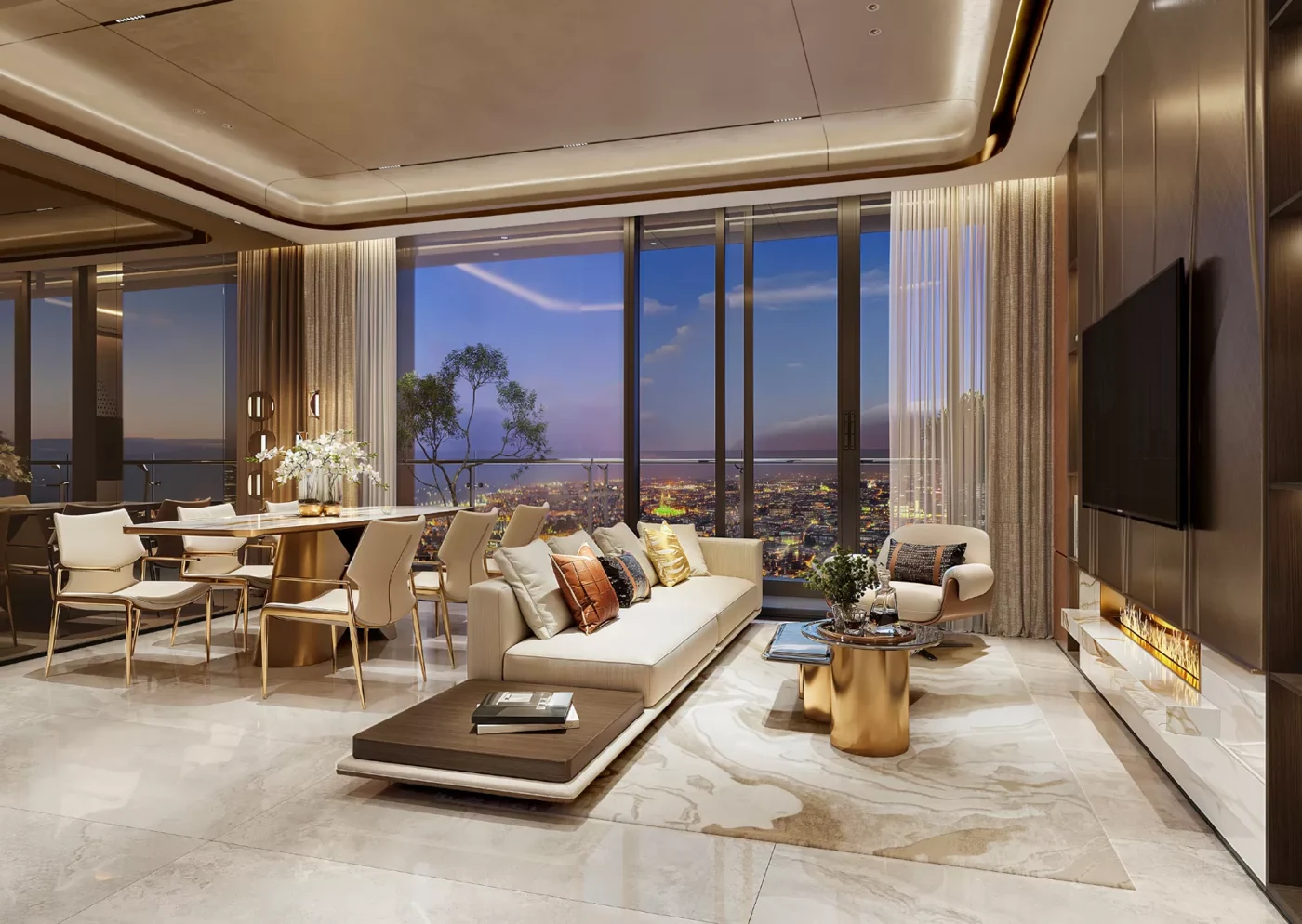 Phối cảnh phòng khách căn hộ Gladia Heights